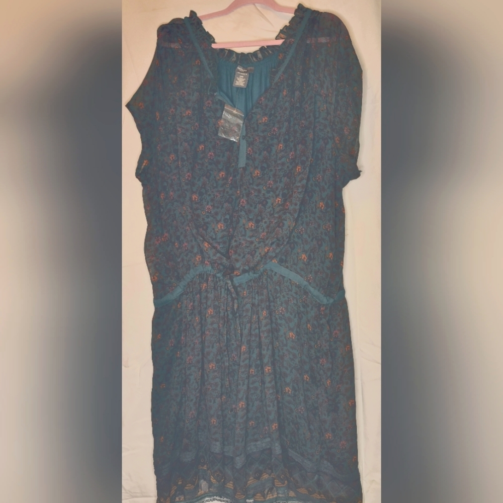 New Redoute Creations Hunter Green floral dress size 34w